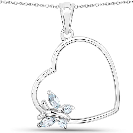 Colgante de plata de ley .925 con topacio azul auténtico de 0.25 quilates