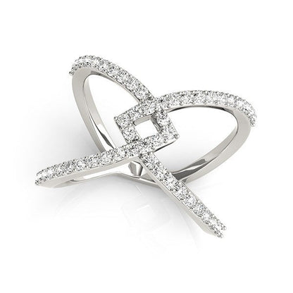 Anillo de oro blanco de 14 quilates con diseño elegante entrelazado y diamantes (1/2 quilates en total)