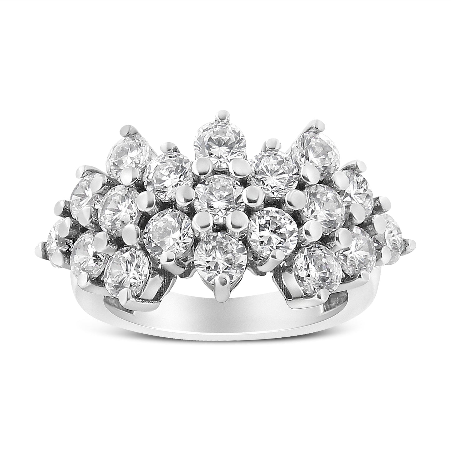 Anillo de banda dispersa de varias filas con diamantes de 4,0 Cttw en oro blanco de 14 K (color I-J, claridad I1-I2) - Talla 7