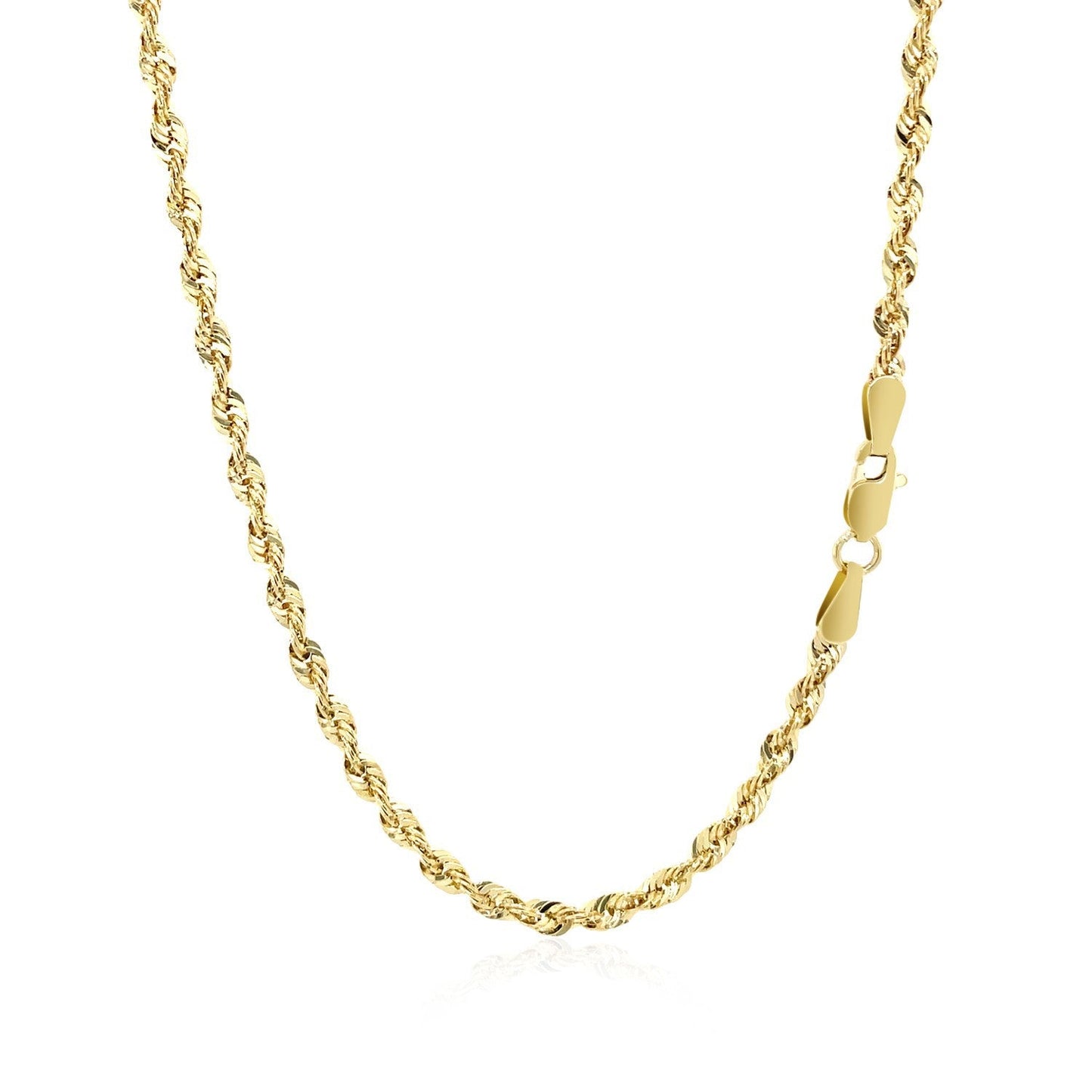 Cadena de cuerda ligera de oro amarillo de 14k de 2.5mm