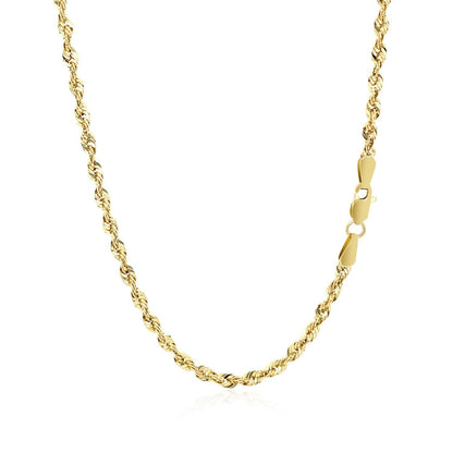 Cadena de cuerda ligera de oro amarillo de 14k de 2.5mm