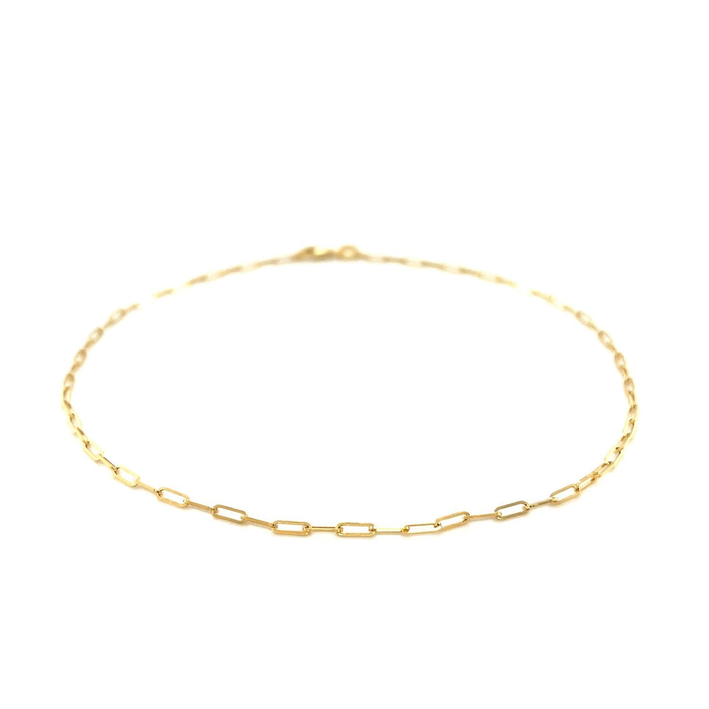 Tobillera fina de oro amarillo de 14K con diseño de clip (1.5mm)