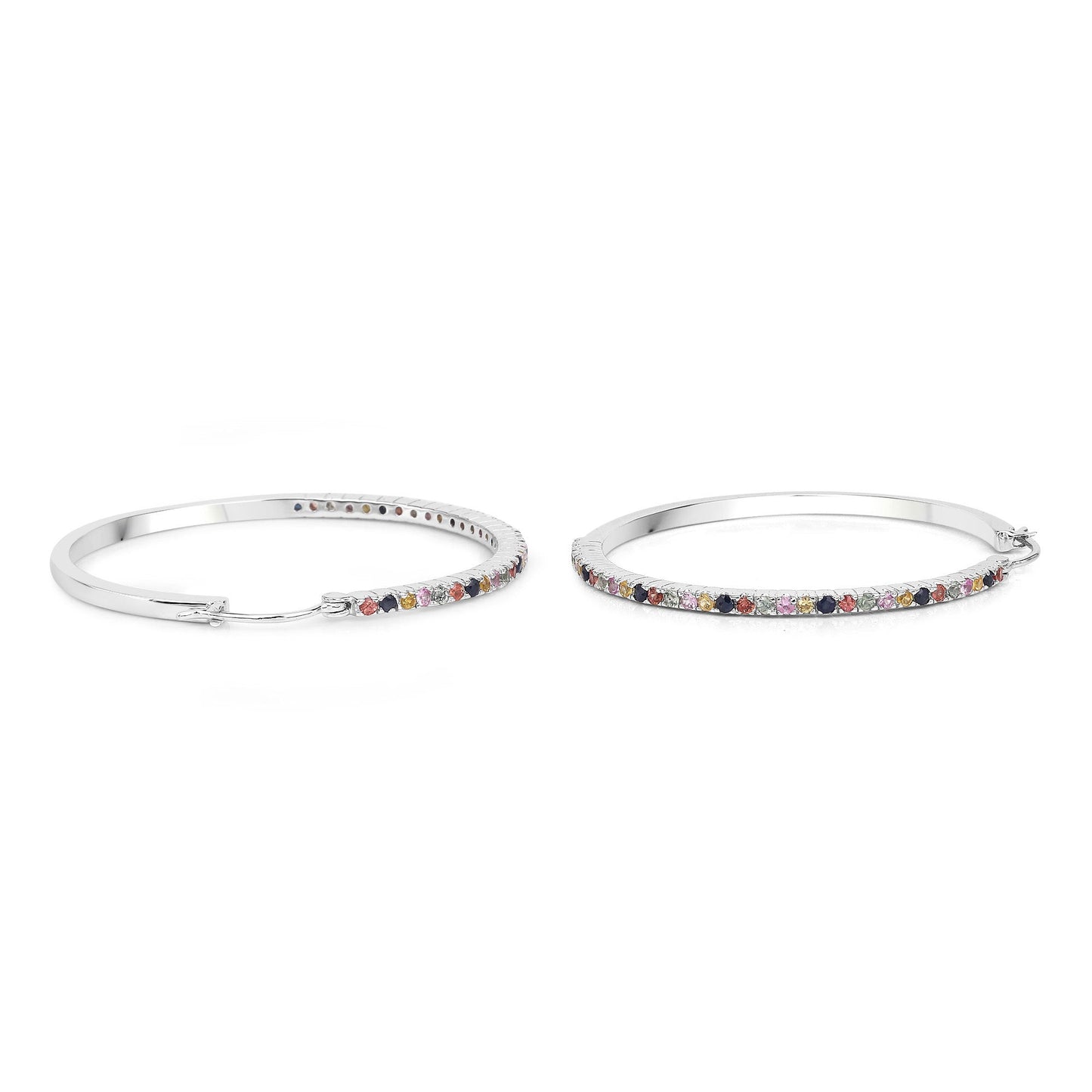 Pendientes de Plata de Ley 925 con Zafiros Multicolor Auténticos de 2,24 Quilates