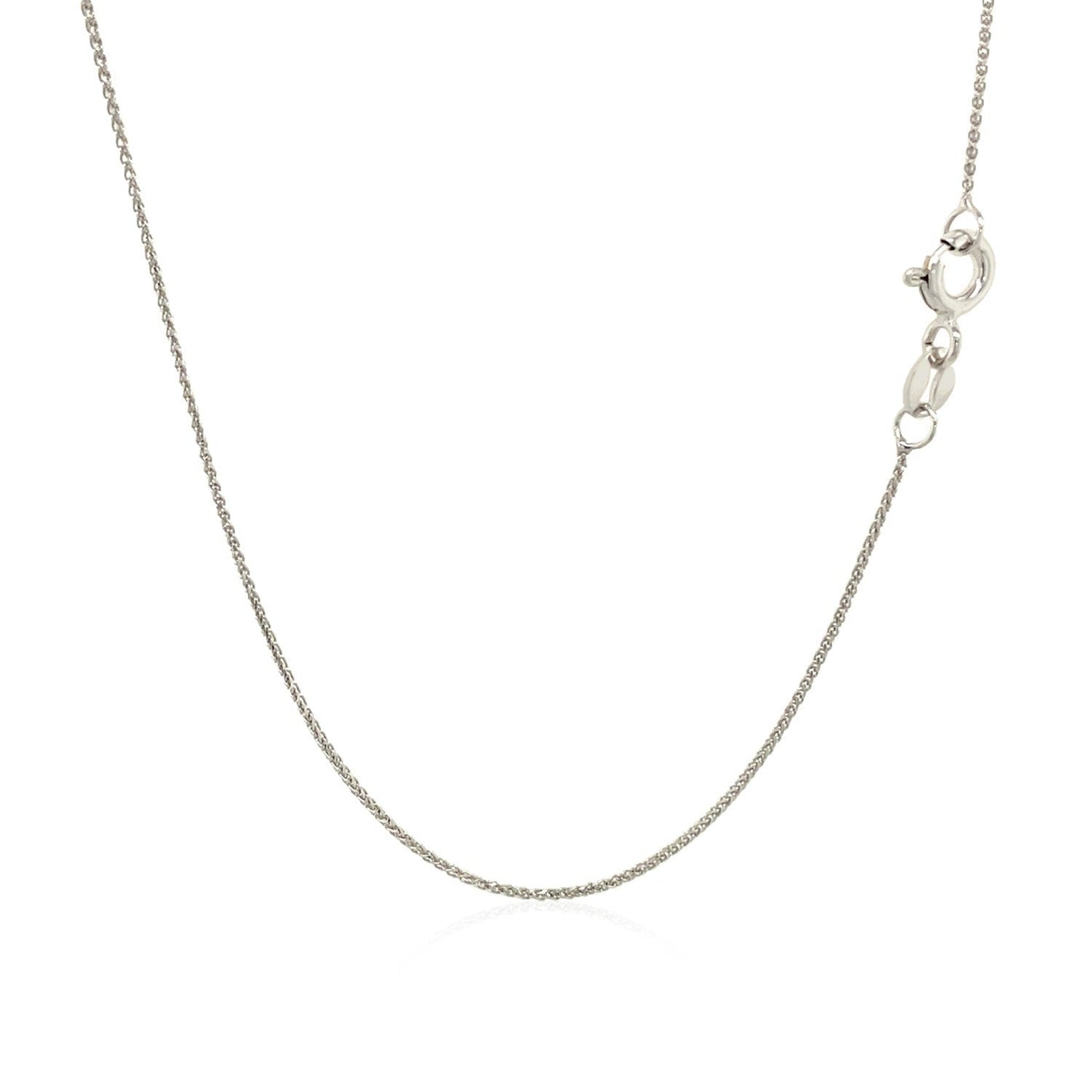Cadena de trigo redonda de oro blanco de 14k con corte de diamante de 0,6mm