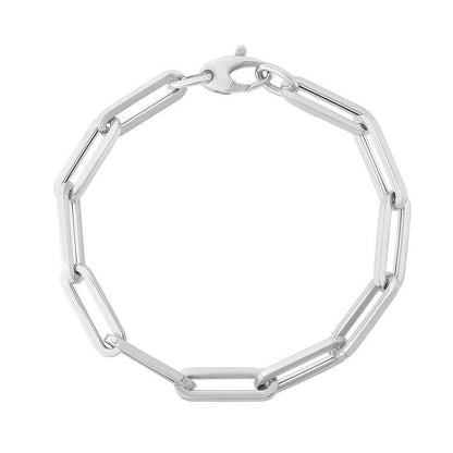 Pulsera de cadena eslabones de clip extra ancha de oro blanco de 14 quilates