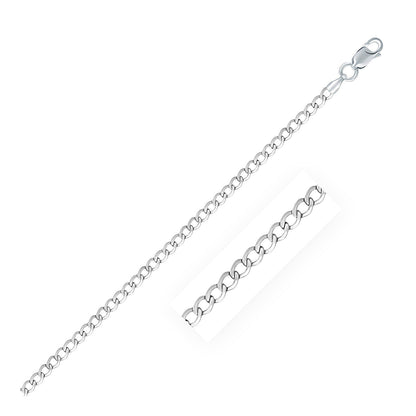 Cadena de plata esterlina de 3.0mm estilo "Curb" con baño de rodio