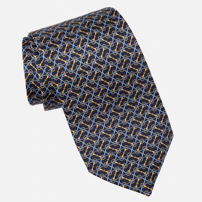 Palio - Printed Silk Tie - Navy