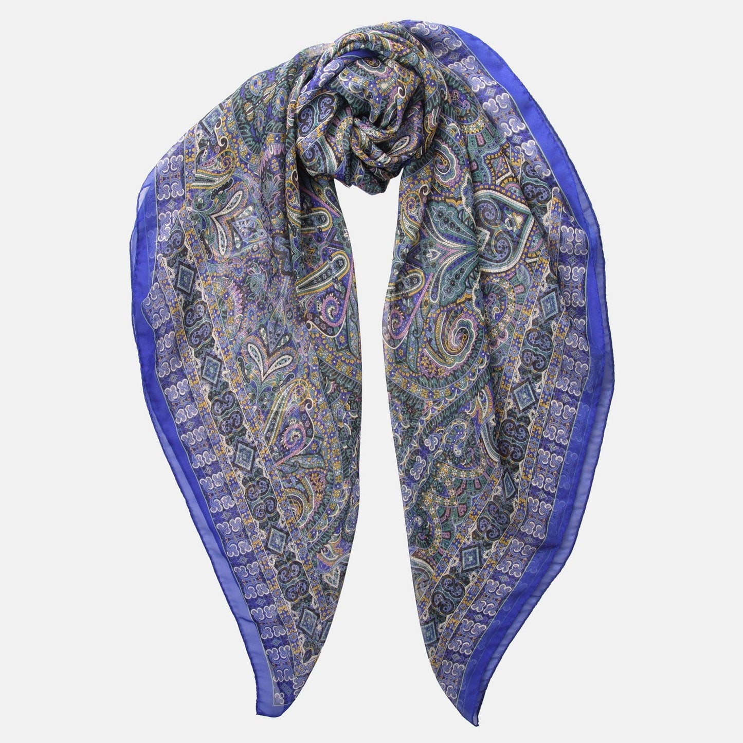 Ambra - Silk Scarf Shawl - Blueberry