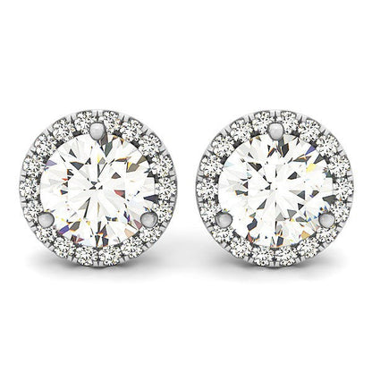 Pendientes de oro blanco de 14 quilates con halo redondo de puntas (1 cttw)