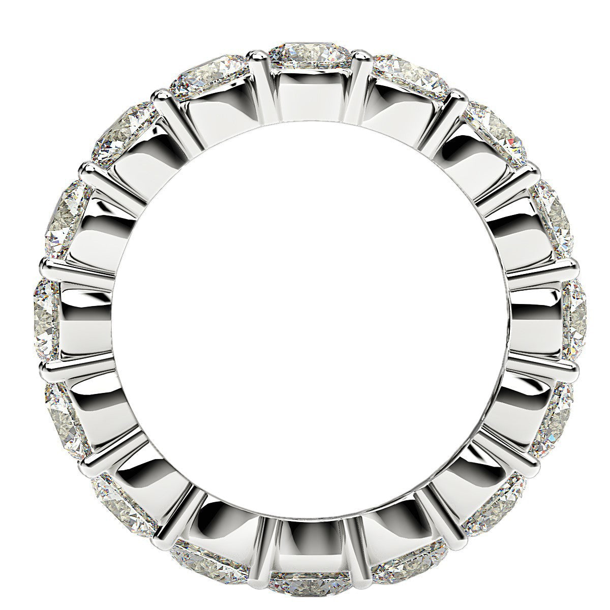 Anillo de eternidad de diamantes redondos cultivados en laboratorio de oro blanco de 14k (4 ct de peso total FG/VS2)