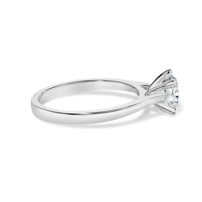 Anillo de compromiso solitario de oro blanco de 14 quilates con diamantes redondos cultivados en laboratorio de 1,0 quilates, montura de 4 puntas estilo garra de águila (color F-G, claridad VS2-SI1) - Talla 7