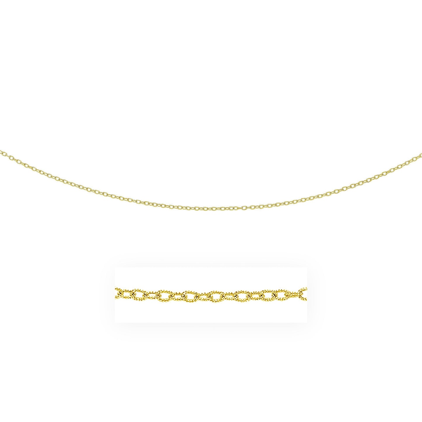 Cadena de oro amarillo de 14k de 2.5 mm con eslabones texturizados