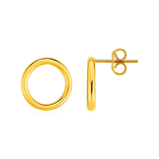 Pendientes de Poste de Círculo Abierto en Oro Amarillo de 14k