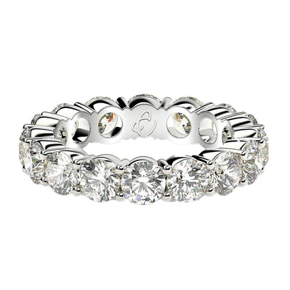 Anillo de eternidad de diamantes redondos cultivados en laboratorio de oro blanco de 14k (4 ct de peso total FG/VS2)