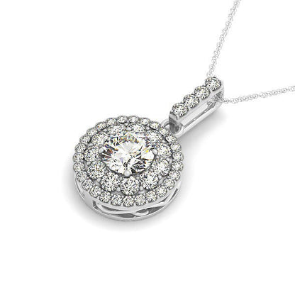Colgante redondo de halo de diamante de oro blanco de 14k (1 1/4 TCW)