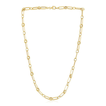Cadena de eslabones Rondel de oro amarillo de 14k de alto pulido tipo clip