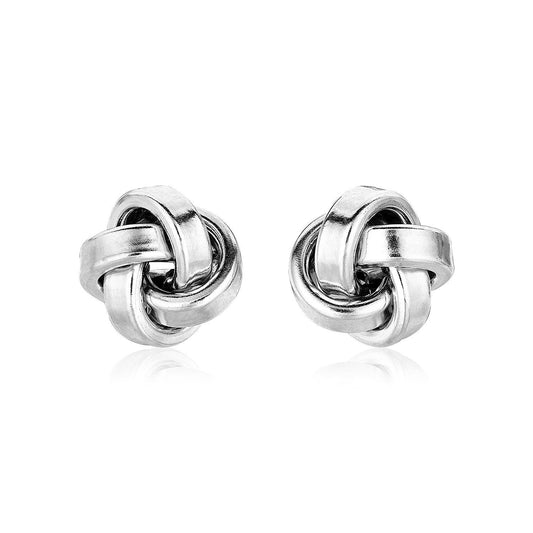 Pendientes de nudo de amor pulidos de plata de ley