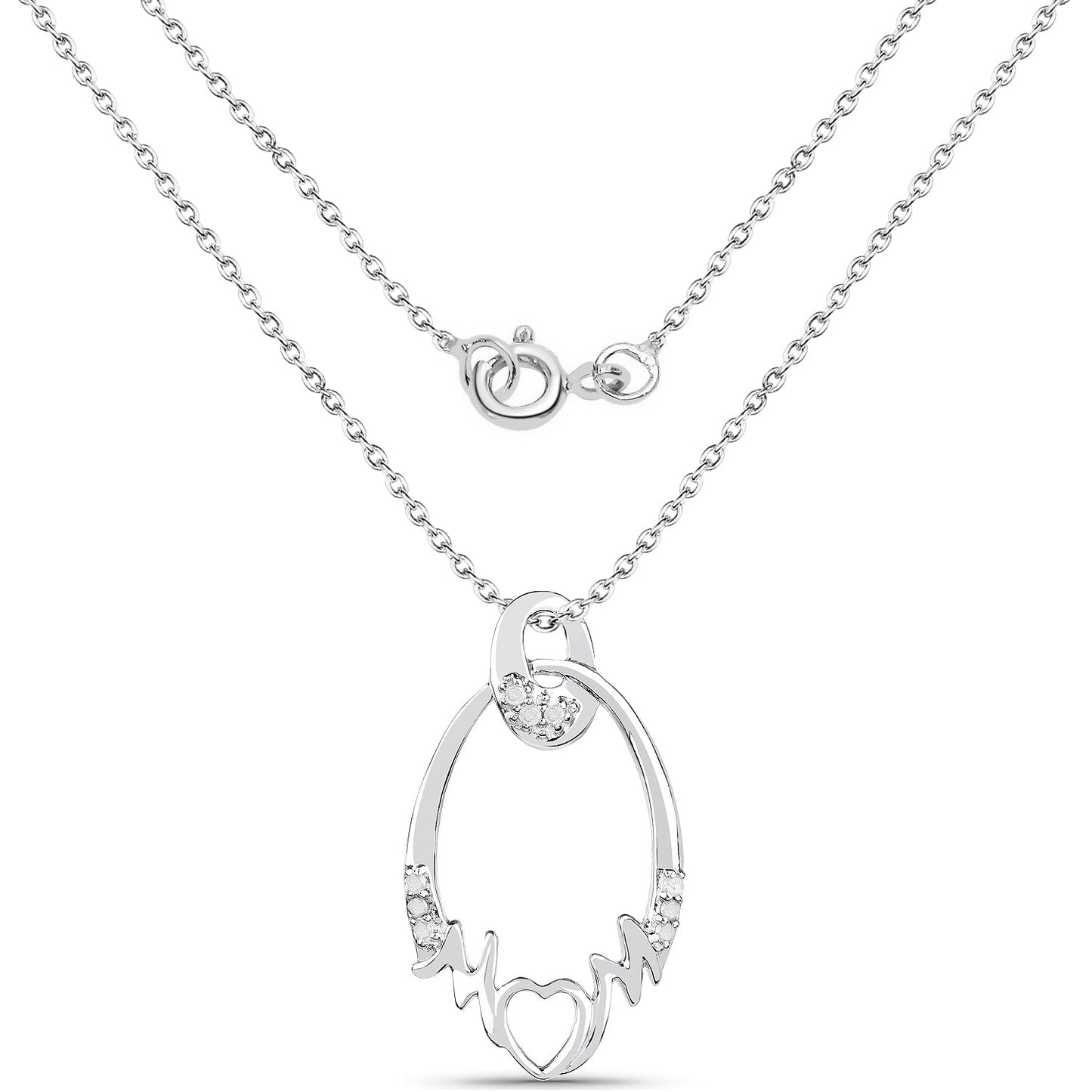 Colgante de plata esterlina .925 con diamante blanco genuino de 0.14 quilates
