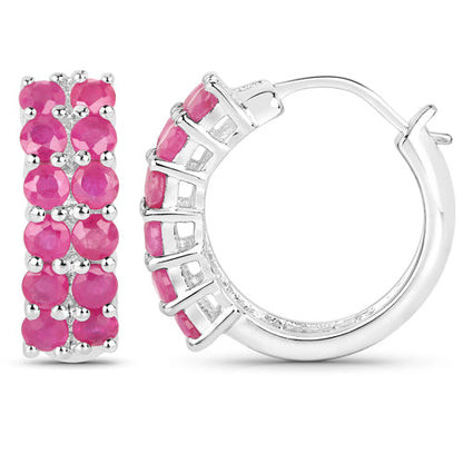 Aretes de plata de ley .925 con rubí auténtico de 3.12 quilates