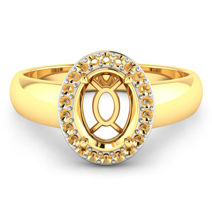 Anillo semi-montado de oro amarillo de 14K con diamante blanco genuino de 0,22 quilates - para gema ovalada de 9x7 mm