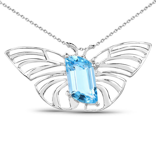 Colgante de plata de ley .925 con topacio azul suizo auténtico de 10.62 quilates