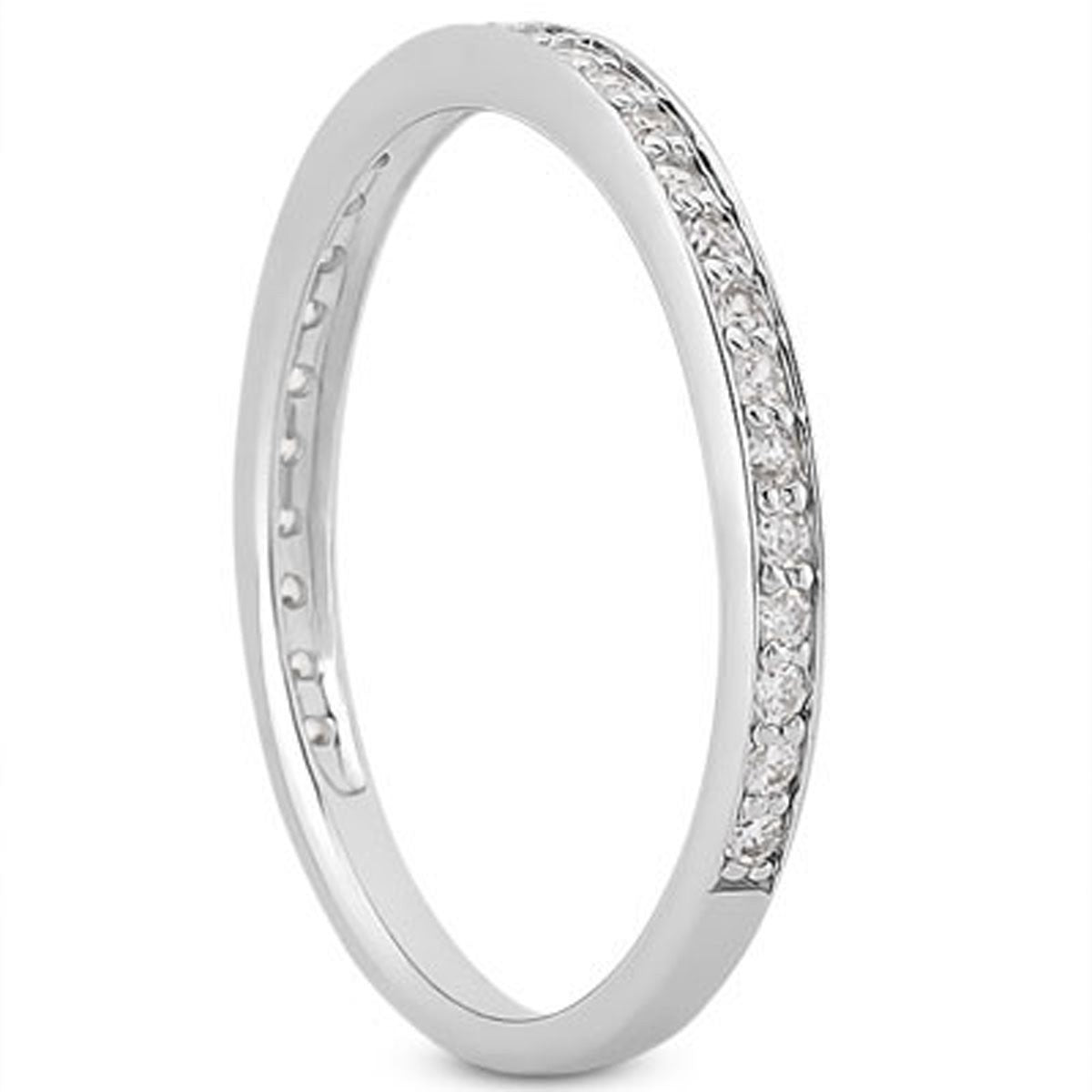 Juego de anillos de boda de oro blanco de 14k con micro pavé de diamantes, 3/4 alrededor