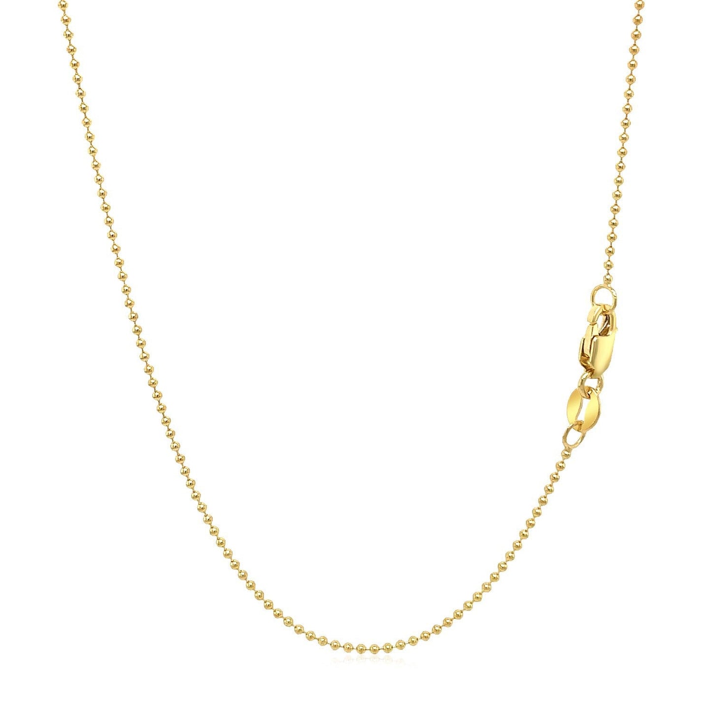 Cadena de bolas de oro amarillo de 14k de 1.0mm