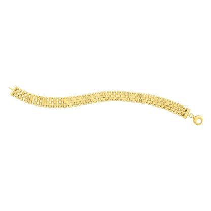 Pulsera de cadena de eslabones de pantera facetada de oro amarillo de 14k