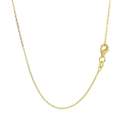 Cadena de eslabones tipo cable con corte de diamante de oro amarillo de 14k y 0.8mm