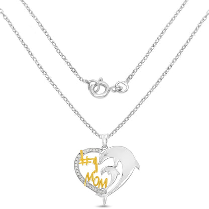 Colgante de plata de ley .925 con dos tonos y 0.14 quilates de diamantes blancos genuinos