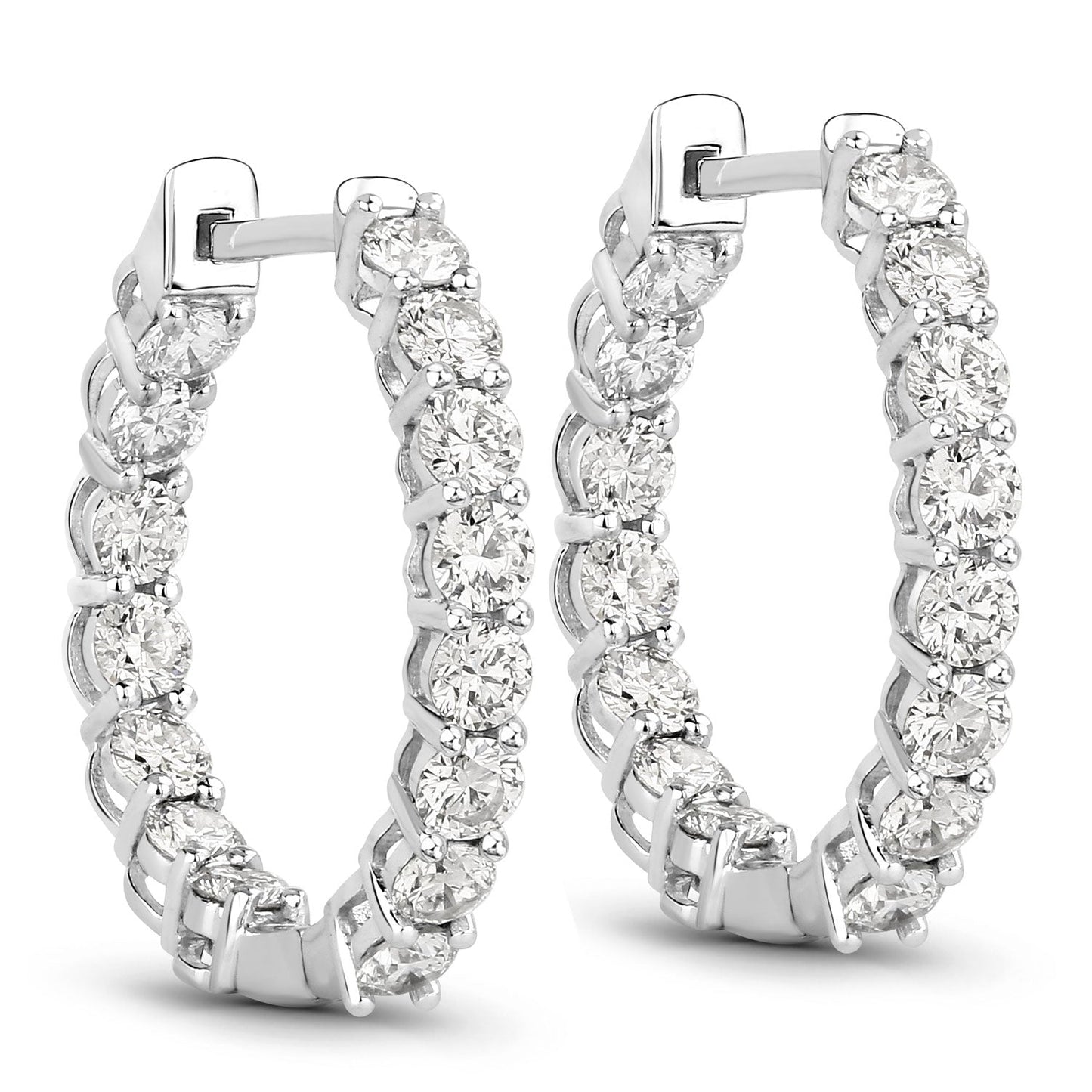 Pendientes de oro blanco de 14K con diamante cultivado en laboratorio genuino de 2.04 quilates