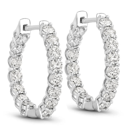 Pendientes de oro blanco de 14K con diamante cultivado en laboratorio genuino de 2.04 quilates