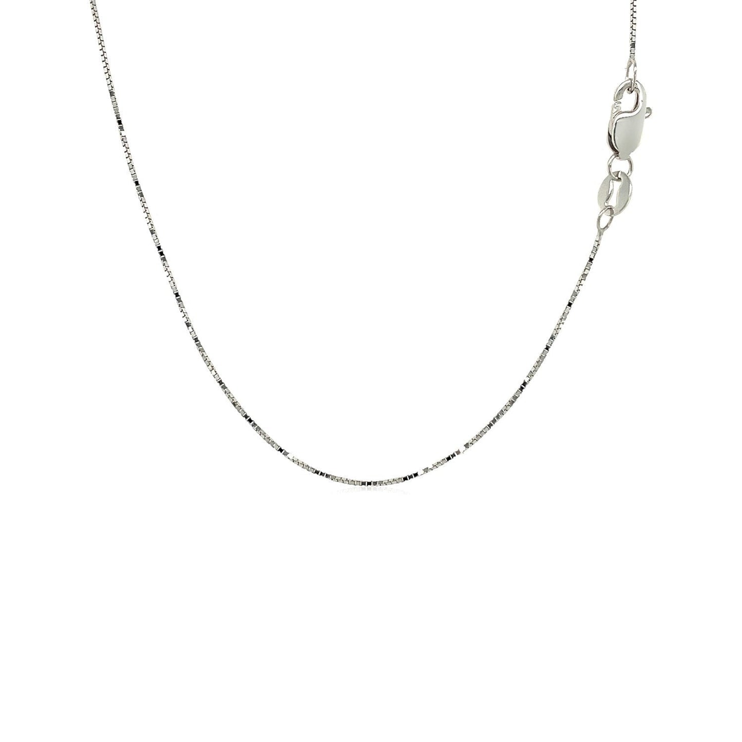 Cadena de oro blanco de 18k, eslabón cuadrado, 0,6 mm
