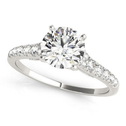 Anillo de compromiso de oro blanco de 14 quilates con diamantes y banda de una hilera (1 3/4 quilates en total)