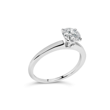 Anillo de compromiso solitario de oro blanco de 14 quilates con diamante redondo cultivado en laboratorio de 1,0 quilates y 4 puntas (color F-G, claridad VS2-SI1) - Talla 7