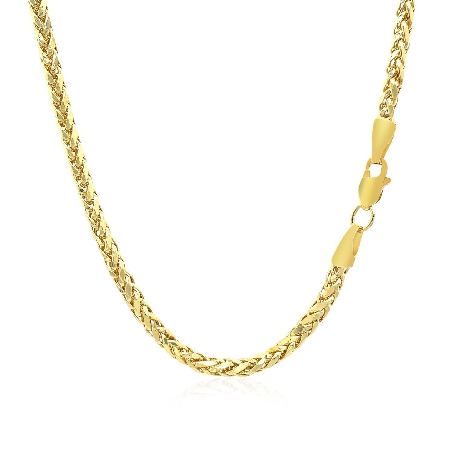 Cadena Franco redonda de oro amarillo de 14k de 2.7mm con corte de diamante ligero