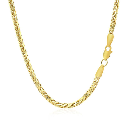 Cadena Franco redonda de oro amarillo de 14k de 2.7mm con corte de diamante ligero