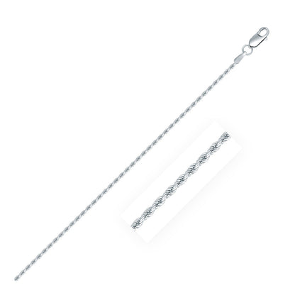 Cadena estilo cuerda de plata de ley de 1,4 mm con corte de diamante