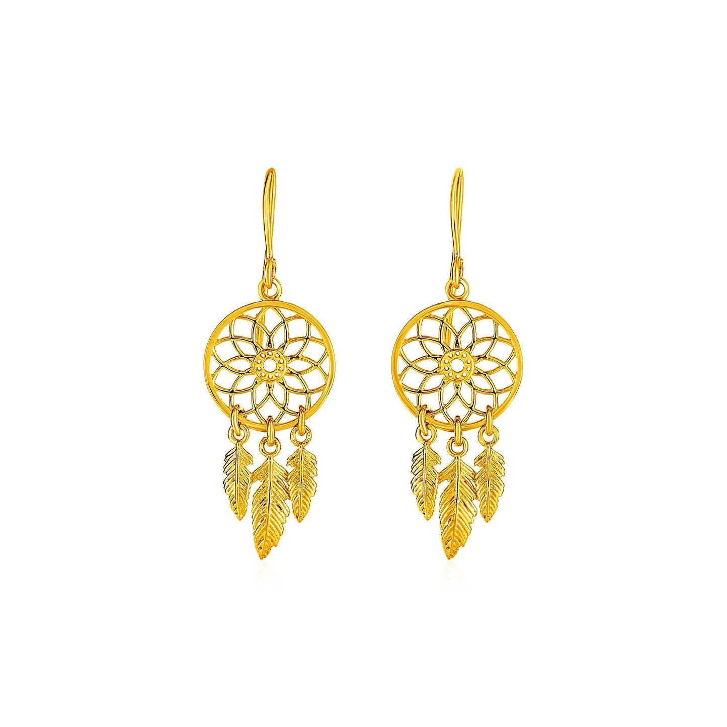 Pendientes Atrapasueños en Oro Amarillo de 14k