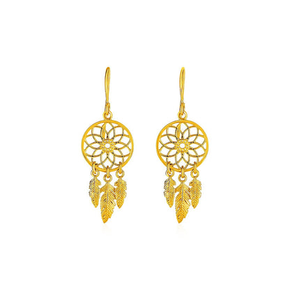 Pendientes Atrapasueños en Oro Amarillo de 14k