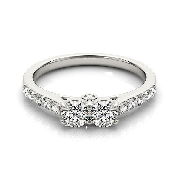 Anillo de oro blanco de 14 quilates con dos diamantes redondos (3/4 quilates en total)