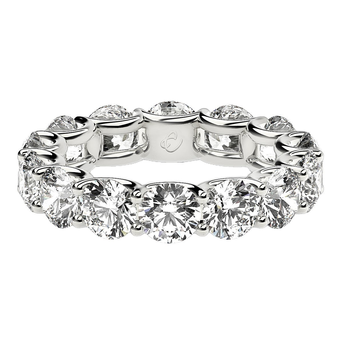 Anillo de eternidad de diamantes redondos cultivados en laboratorio de oro blanco de 14k (6 quilates peso total FG/VS2)