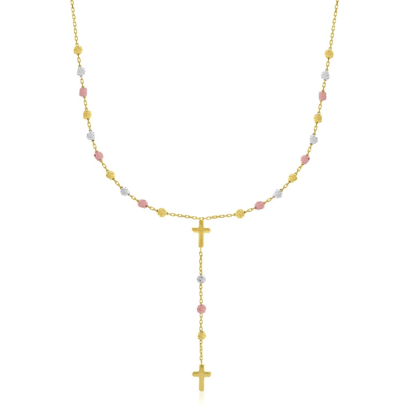 Cadena de Rosario de Oro Tricolor de 14k