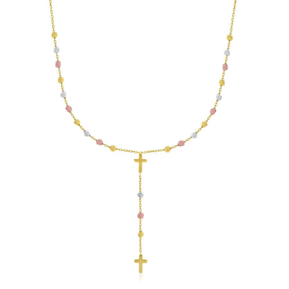 Cadena de Rosario de Oro Tricolor de 14k