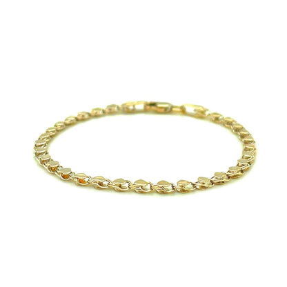 Tobillera de corazón de oro amarillo de 14k de 2.9mm