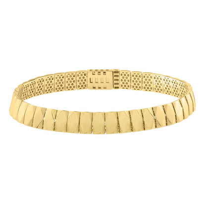 Pulsera de 14k de oro amarillo con eslabones de diamante (7.10 mm)