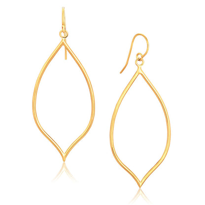 Pendientes pulidos de oro amarillo de 14 quilates estilo marquesa
