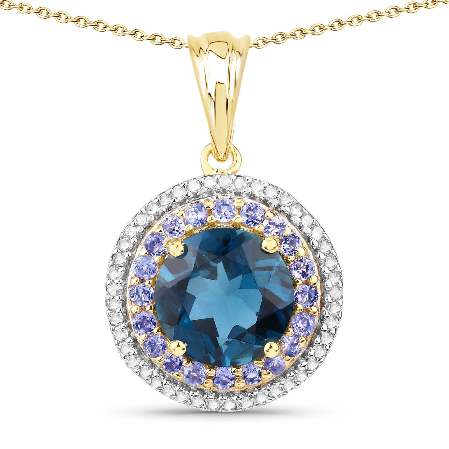 Colgante de plata de ley .925 con topacio azul de Londres, tanzanita y topacio blanco genuinos de 5.10 quilates
