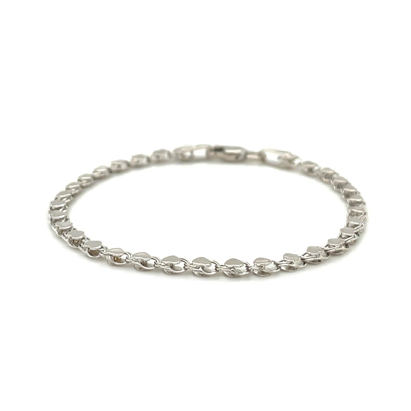 Tobillera de Corazón de Oro Blanco de 14k de 2.9mm