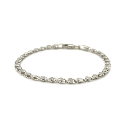 Tobillera de Corazón de Oro Blanco de 14k de 2.9mm